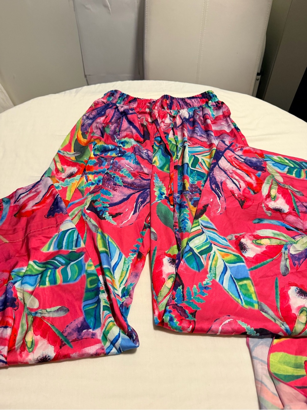 Fashion Nova Pastel Tropical Pants and Scarf/halter top - Pink Multi - Picture 5 of 9